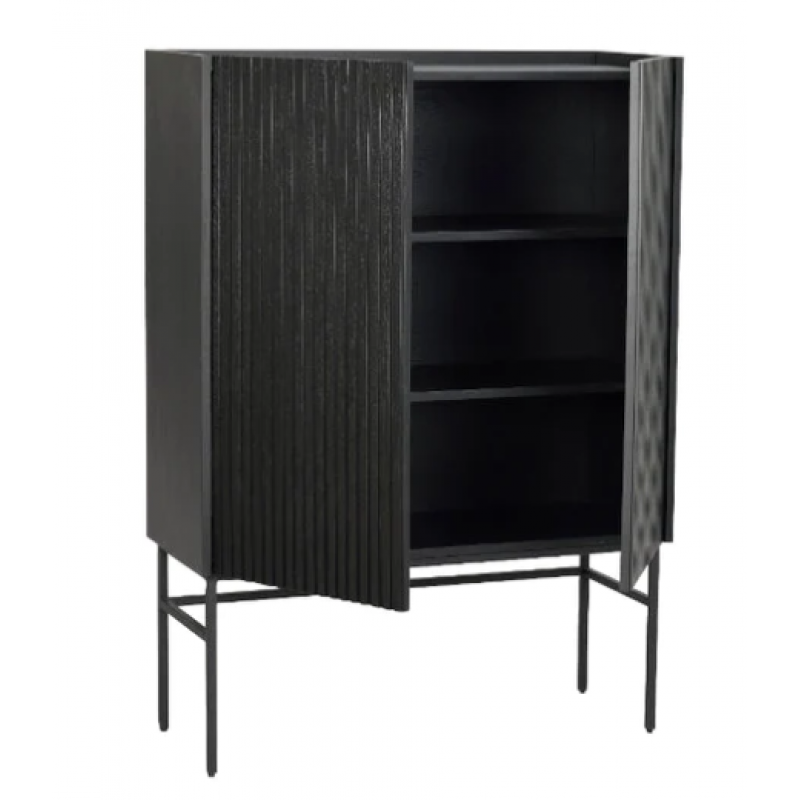 RO Halifax cabinet 100 black oak/black metal